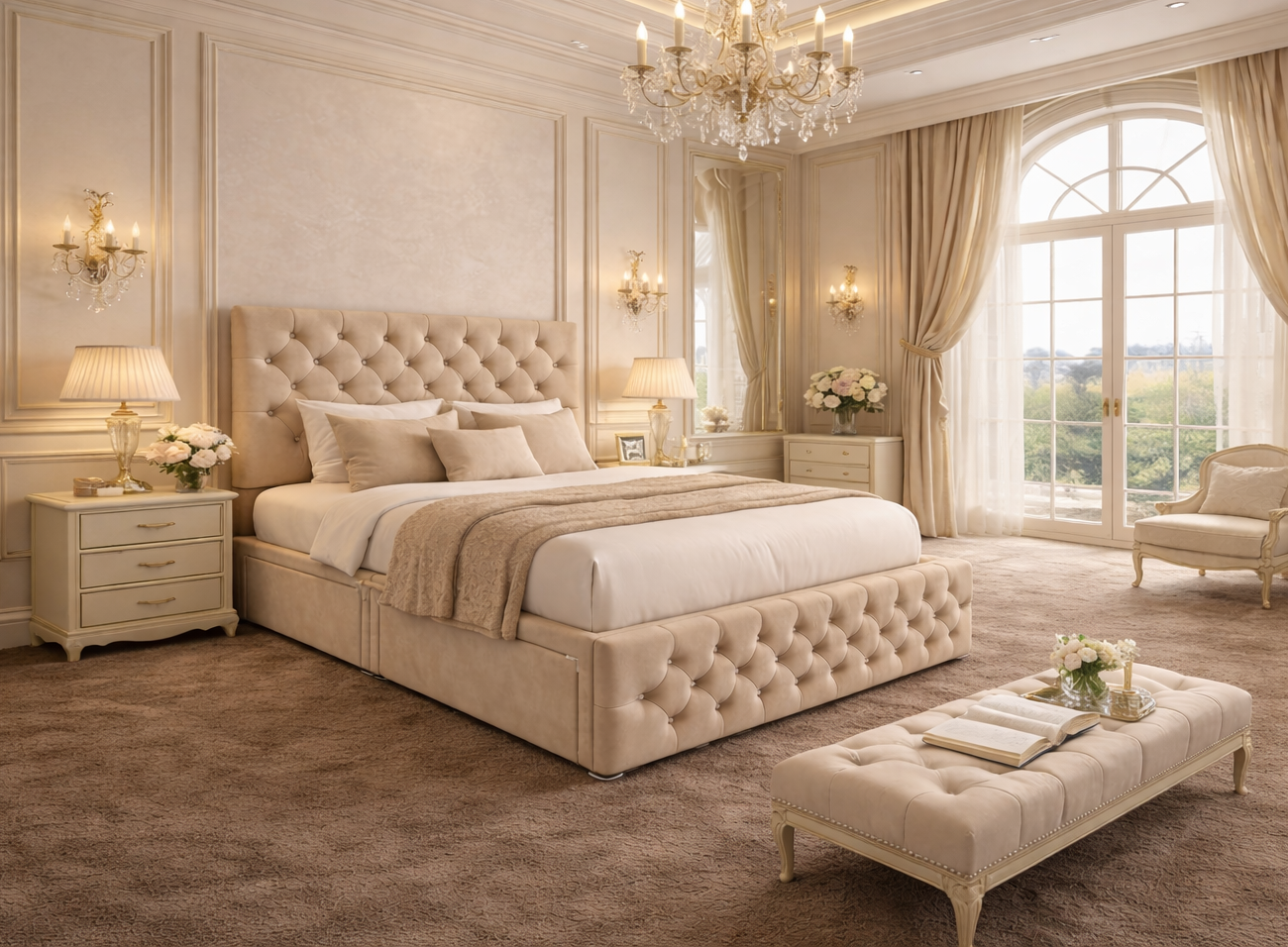 Monnaca Upholstered Divan Bed with Footboard