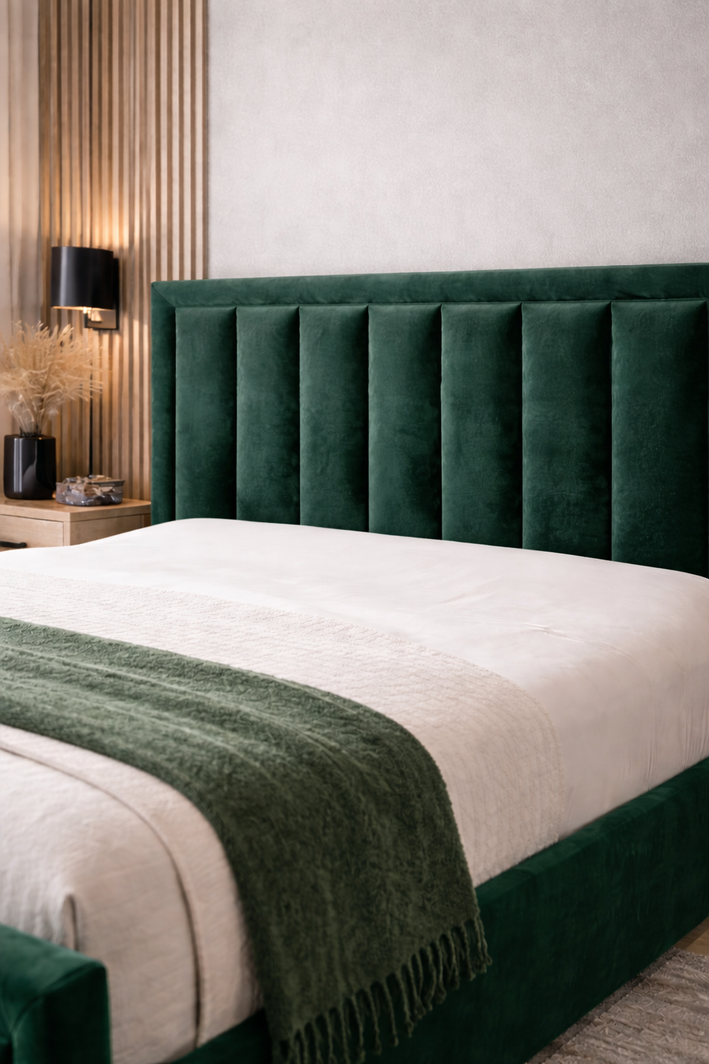 Panel Bumper Upholstered Bed Frame with Padded Headboard