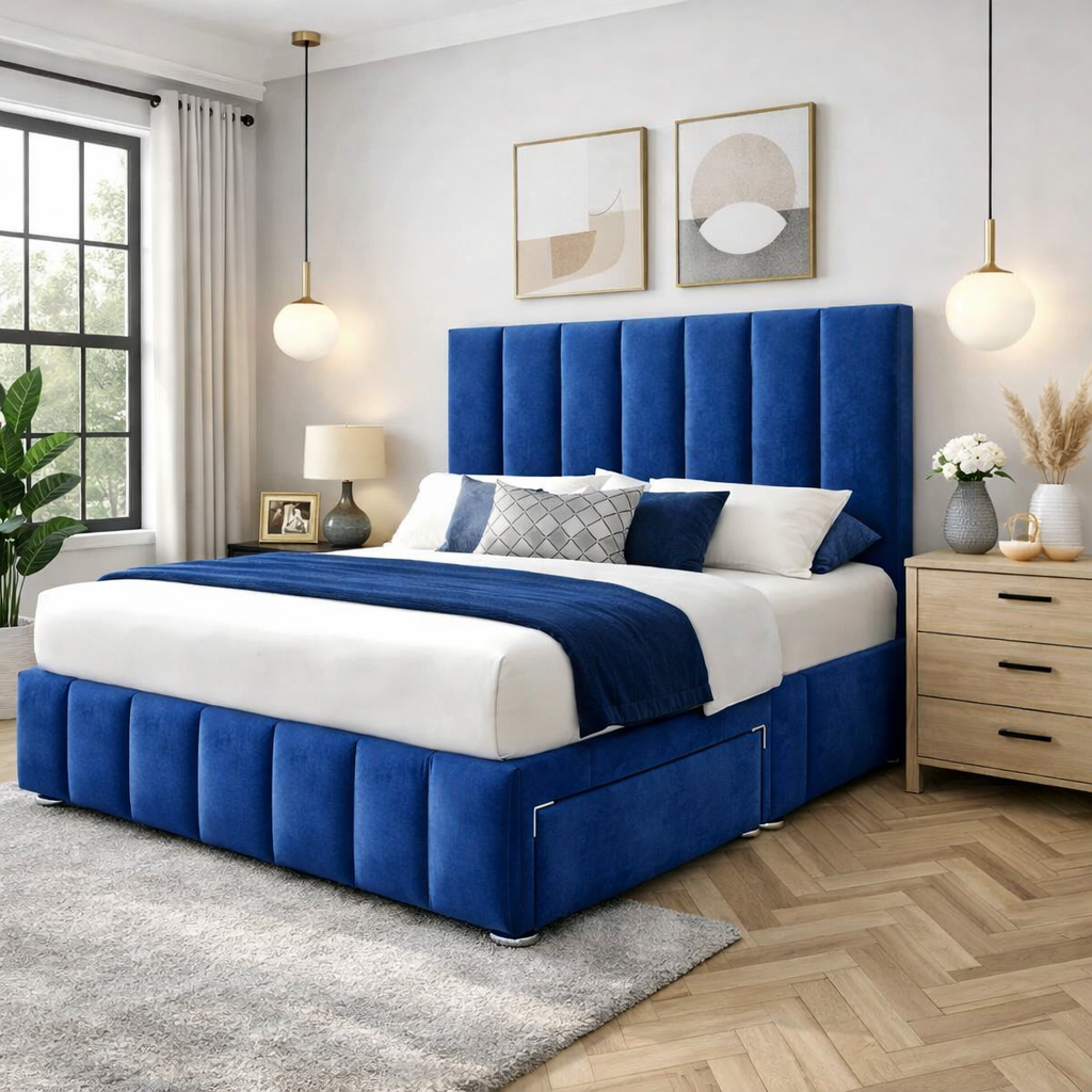 Panel Upholstered Divan Bed with Footboard