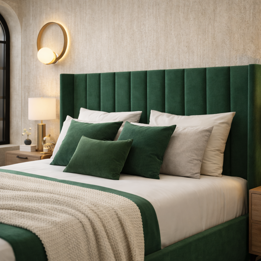 Panel Wingback Upholstered Bed Frame