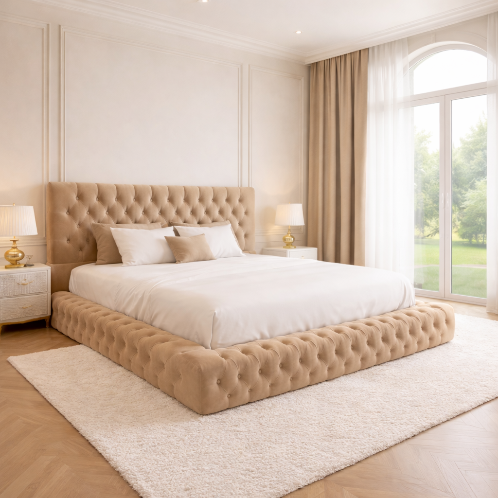 Ambassador Wingback Upholstered Bed Frame