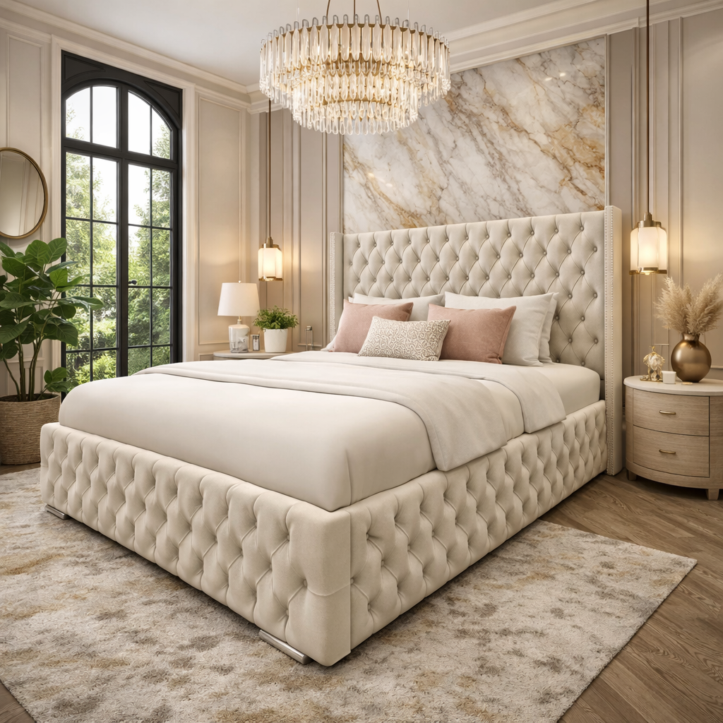 Mini Ambassador Wingback Upholstered Bed Frame