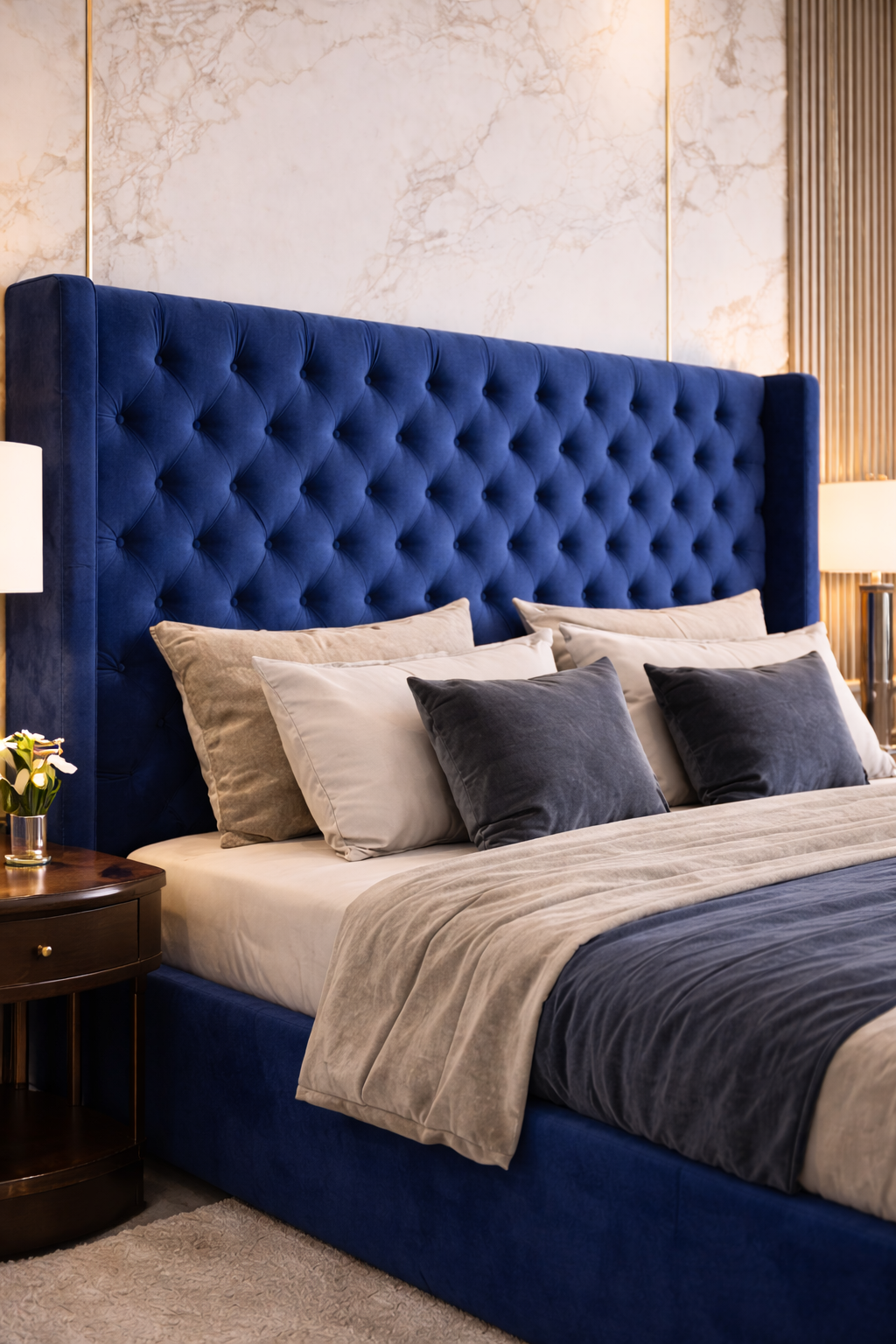 Monnaca Wingback Upholstered TV Bed with Lift-Up Mechanism