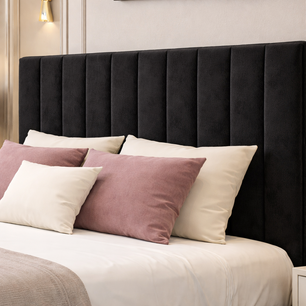 Panel Upholstered Bed Frame with Vertical Panel Headboard