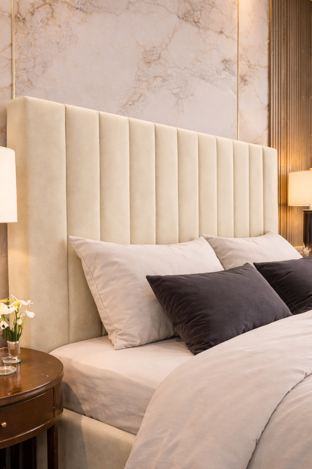 Panel Upholstered TV Bed with Lift-Up Mechanism