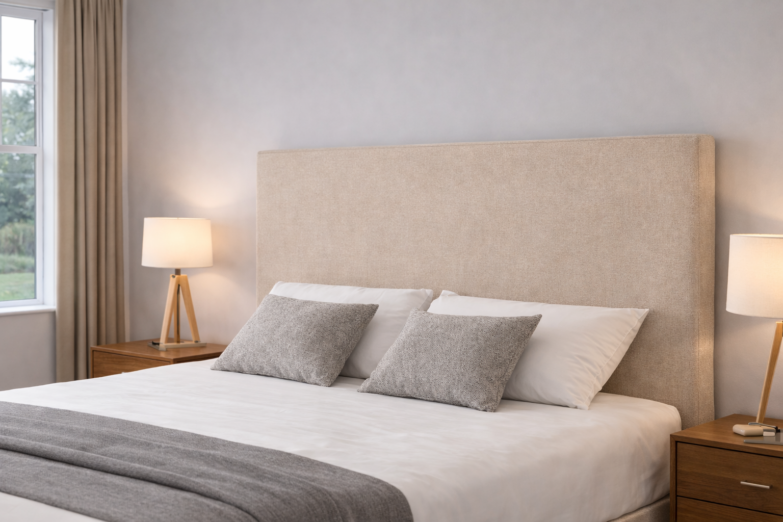 Plain Upholstered Divan Bed with High Footboard